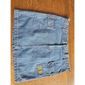 American Eagle Skirt Womens Small Jean Utility Cargo Pockets Adjustable Denim